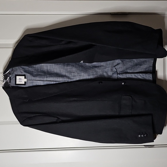 GAP Mens Cotton Blend Chambray Charcoal Gray Denim Blazer Sports Jacket Large - Picture 3 of 16